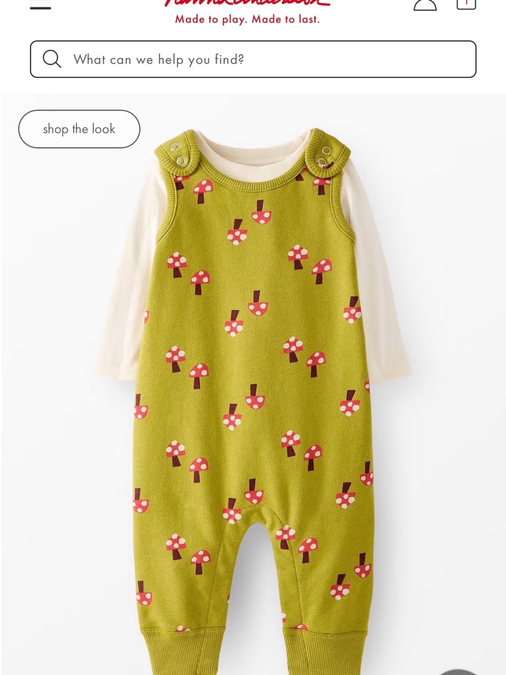 Hanna Andersson Green Knit Romper with Red Mushroom Print nwt